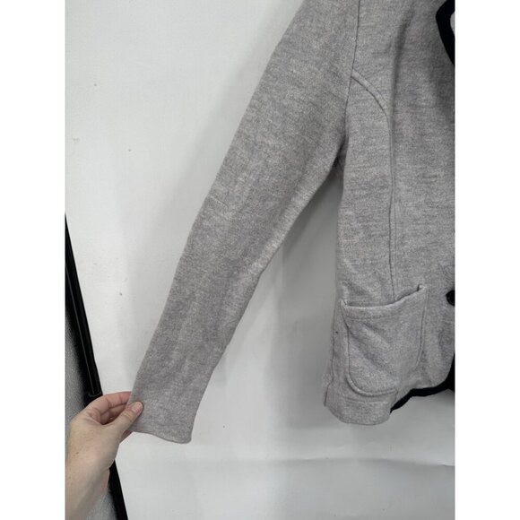 J. Crew Tipped Wool Sweater Blazer Jacket Women Medium Silver Minimalist Modern - Picture 9 of 9
